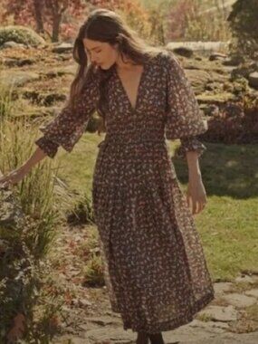 Doen Small Cecily Dress in Teal Canterbury Paisley EUC